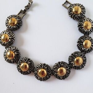 Stunning Bracelet, Gold and Silver Tone, Linked Medallions